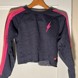 Aviator Nation Sweatshirt Crop Top XS in Blue